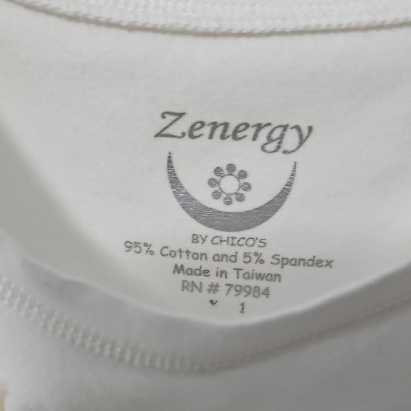 Zenergy Women's Short Sleeve Tee - Cream and Brown Floral - Picture 3 of 4